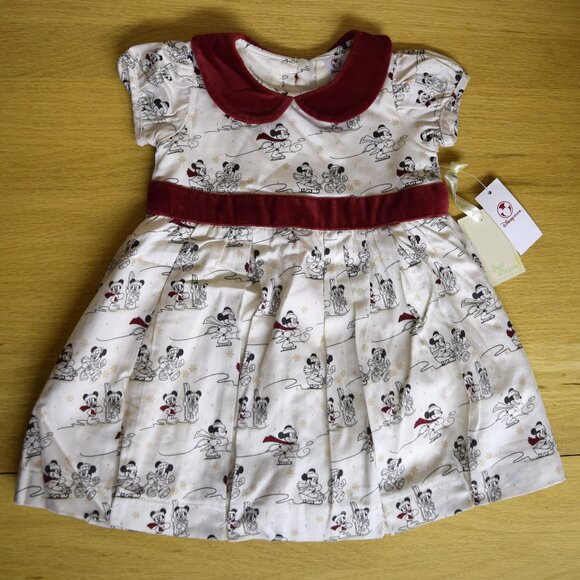 Disney Store 3-6 mo Baby Girl Dress Set Minnie Mickey Skating Winter Snow w/ TAG - Picture 2 of 8